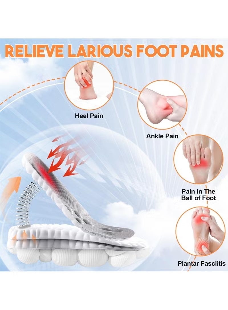 نعال داخلية من إسفنج الذاكرة السحابي للرجال والنساء - نعال داخلية مريحة وناعمة رباعية الأبعاد مع دعم لقوس القدم، وامتصاص للصدمات، وراحة للقدم طوال اليوم - Image 3